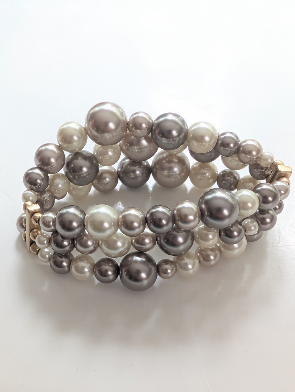 Vintage Glass Faux Pearl Retro Beaded Elegant Evening Stretch Bracelet